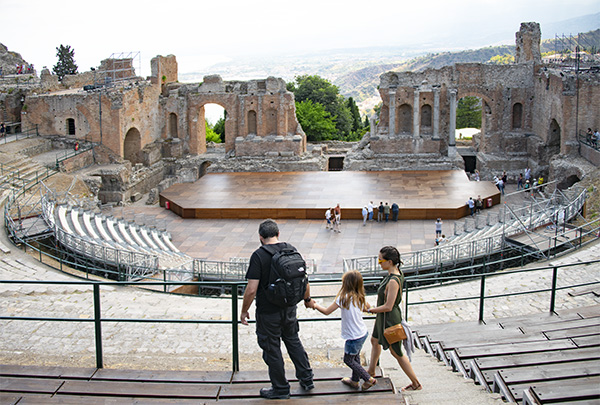 Foto Friday - people walking through an ancient Greek Theater