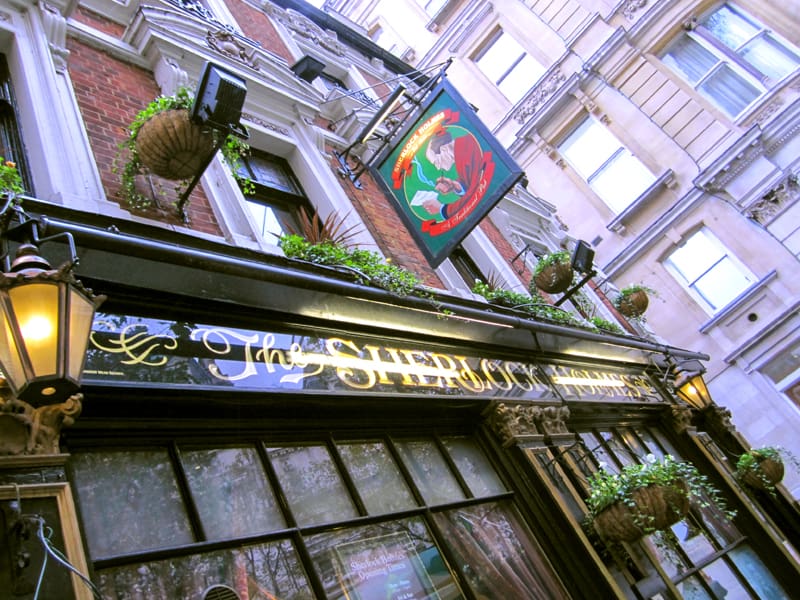 exterior of the Sherlock Holmes Pub
