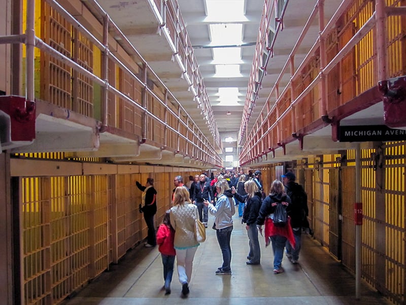 People on an Alcatraz tour