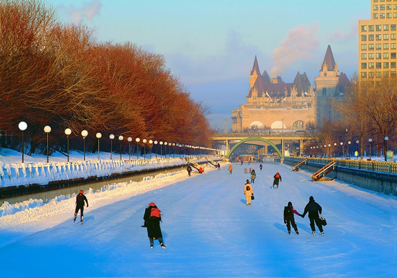 people ice skating during one of the Canada winter festivals