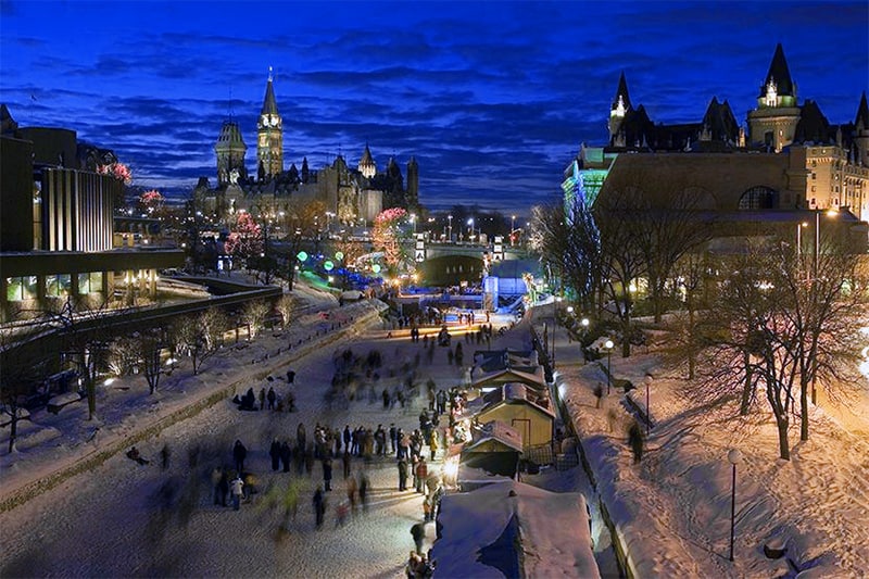 Ice skating during one of Canada's winter festivals