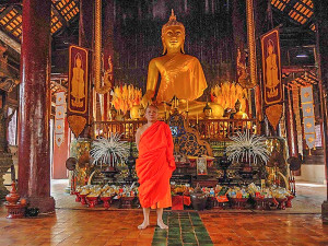 Budhist monk in a temple