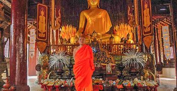 Budhist monk in a temple
