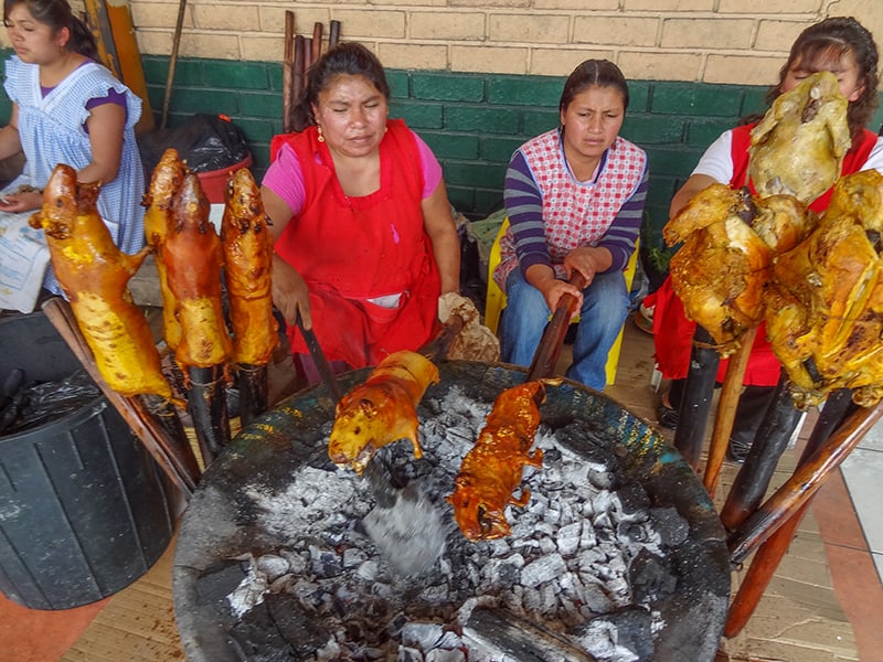 eating guinea pig at Cuenca's meat market