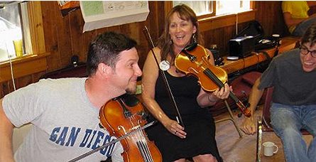 Fiddling and Dancing at Adult Camp
