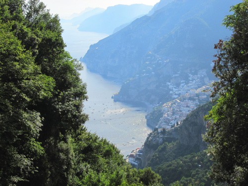 Looking down on Positano from a Nocelle high above