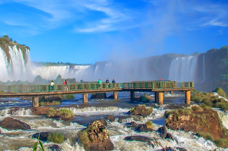 people looking at Iguassu Falls, Brazil