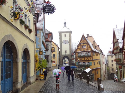 Tower and main gate in Rothenburg, Germany's old city wall