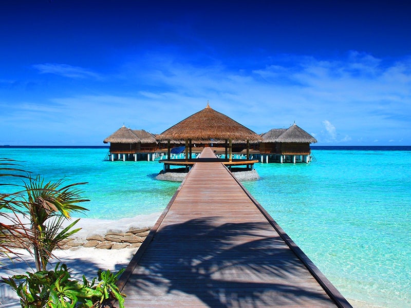 bungaloes built over the sea in one of the smallest countries in the world