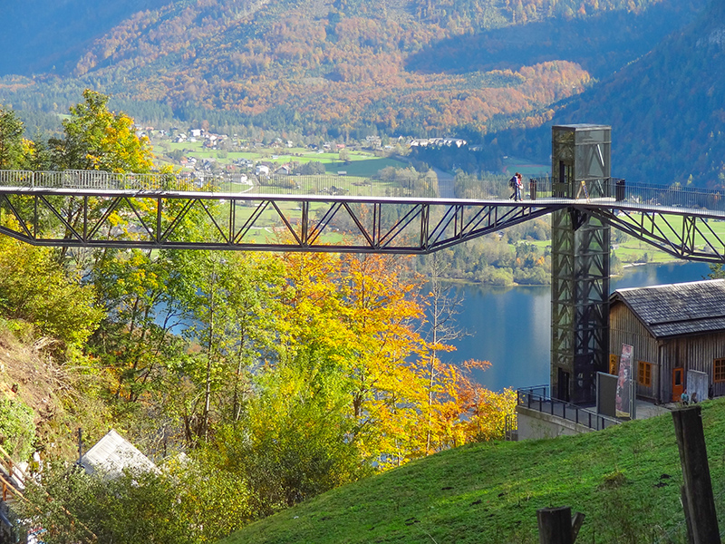 people on a bridge over a vLLEY