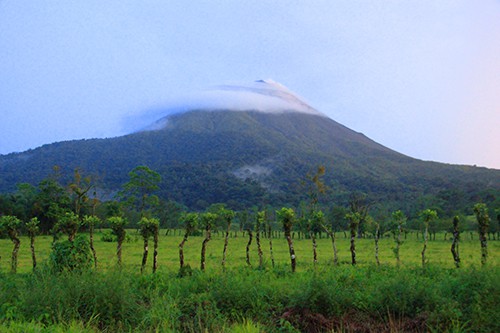 a volcano seen from far away