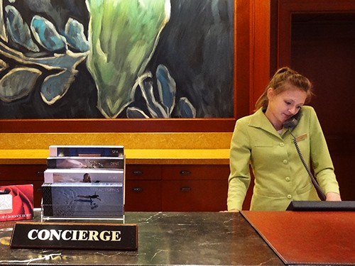 a concierge at her desk