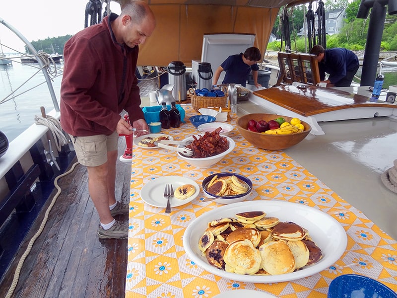 Breakfast aboard one of the windjammers in Maine