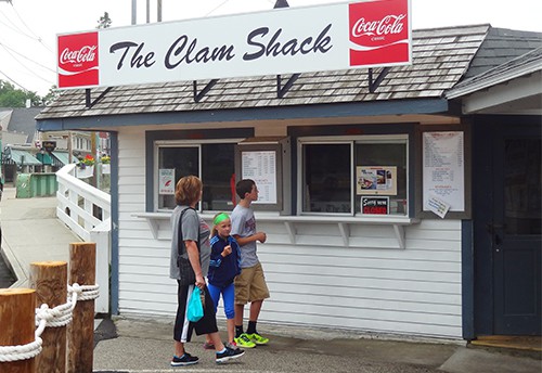 people walking by the Clam Shack