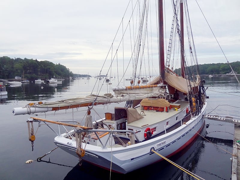 One of the windjammer in Maine at dawn, Rockport Harbor