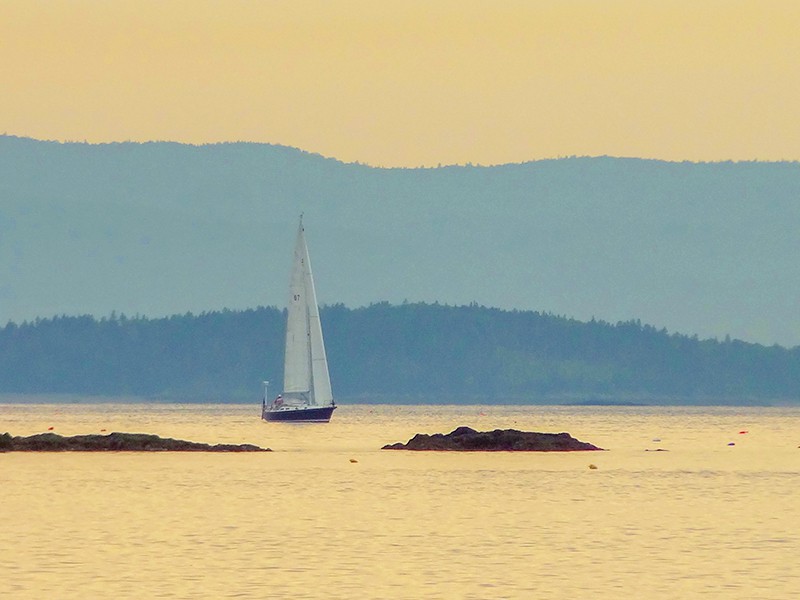 a sailing ship in the evening