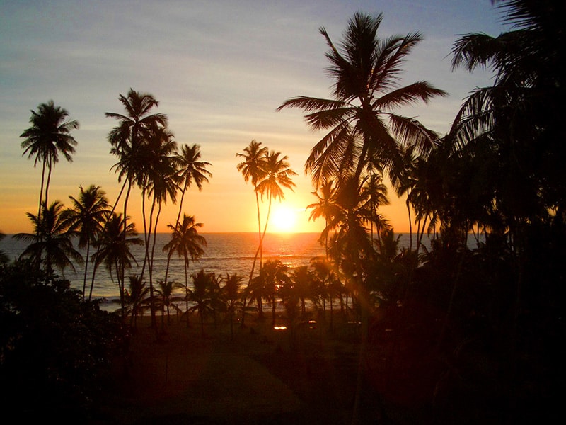 a sunset seen at a yoga retreat in Sri Lanka