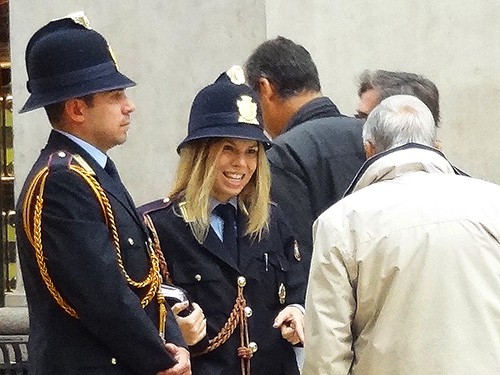 Police patrol in the Vittorio Emanuele II Galleria in Milan