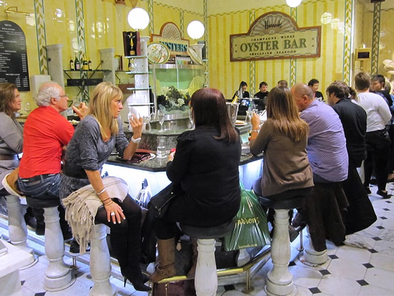 The Oyster Bar in Harrods, London, one of the best-know food markets in Europe