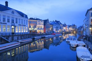 Ghent, Belgium at dusk