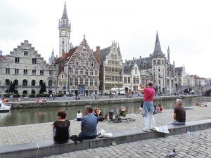 Sitting along the Leie River in Ghent