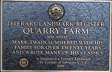 National Historic Landmark plaque at Quarry Farm in New York