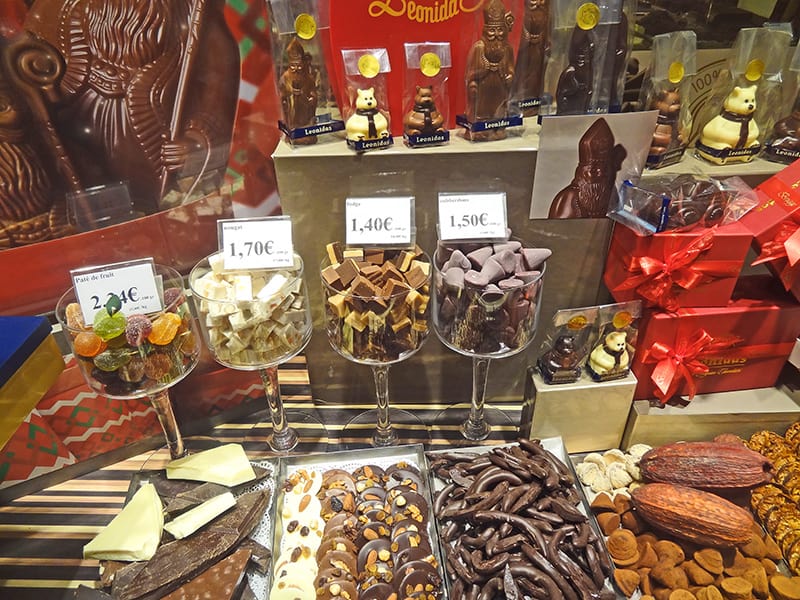 chocolates in a shop window