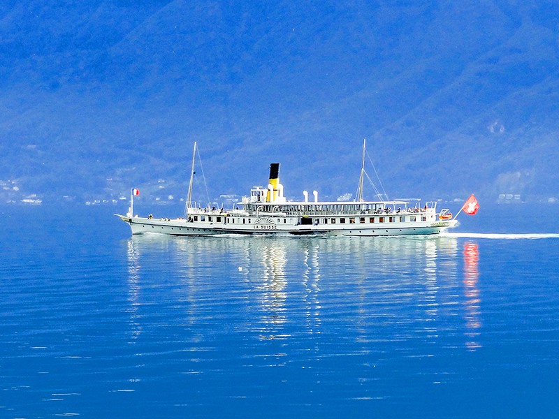 an old steamship on a day trip from Geneva