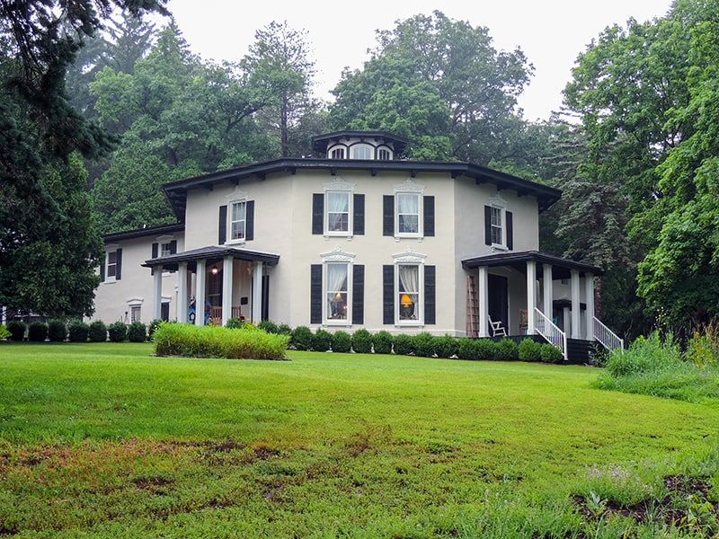 an old house in the woods