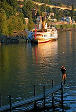 a ferry at a dock seen on a day trip from geneva