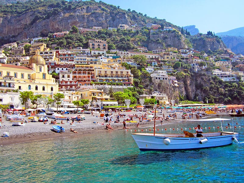 The beach at Positano on the Amalfi Coast