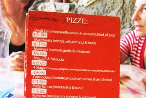 pizza menu