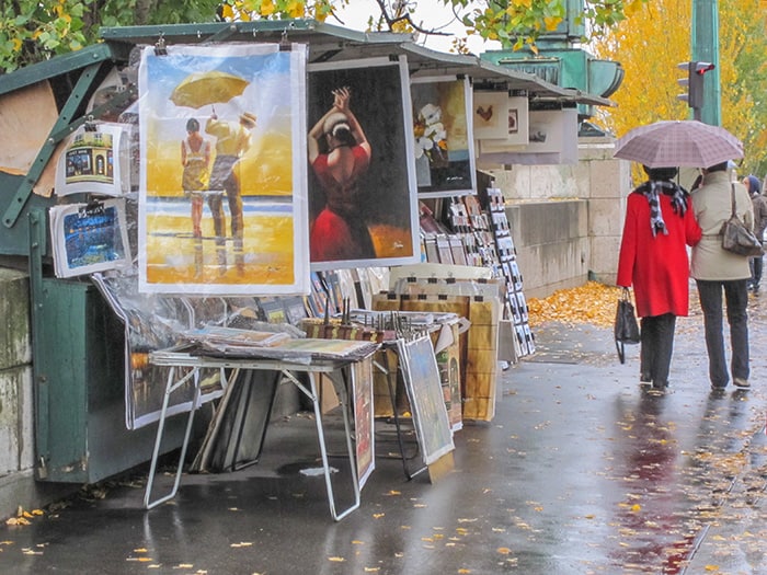 a cart with posters in Paris 