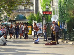 musicians on a street in Paris