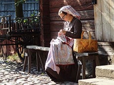 Woman knitting, Skansen, Stockholm, Sweden