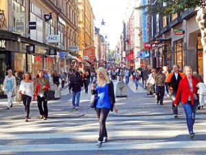 shoppers on Kungsgatan Street seen during three days in Stockholm