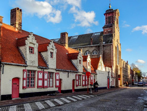 colorful old buildings on a cobblestone street