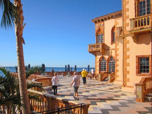 people on a large terrace