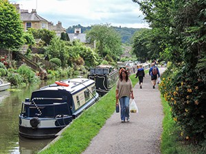 people walking along a towpath on a day trip London to Bath