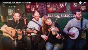 playing Irish music in a pub in Galway