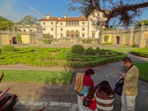 people in an ornate garden