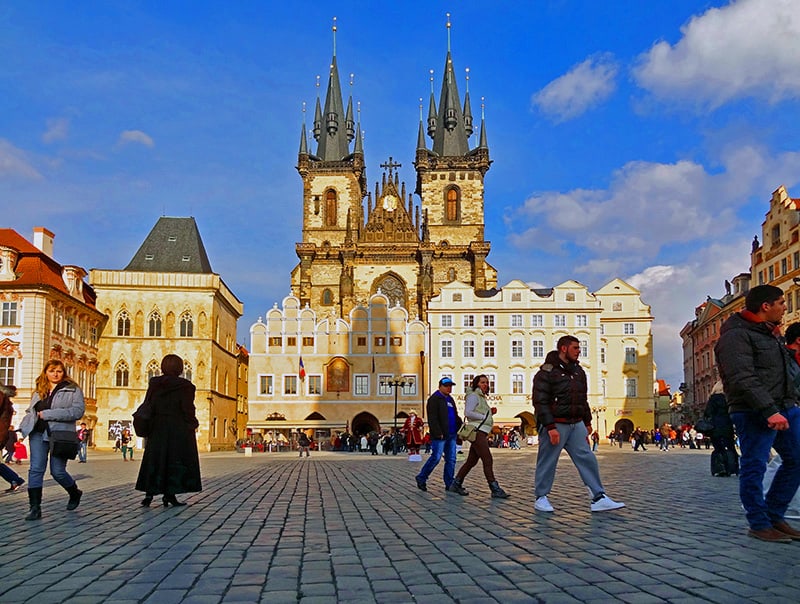 The cathedral in old town, one of the places to see on a 2 day itinerary in Prague