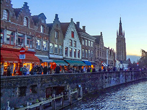 old buildings along a canal Bruges, Belgium