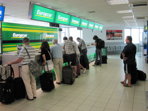 a car rental counter