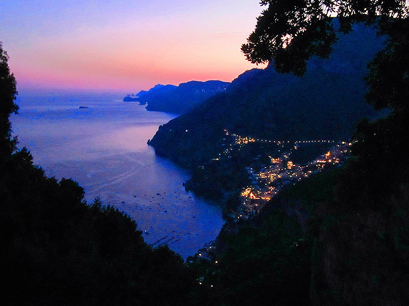 Dusk on one of the Amalfi Coast towns