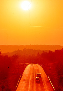 A highway at sunset 