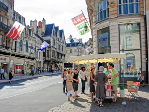 people at a street market