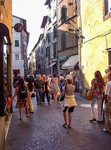 people on a streetin Lucca, Italy