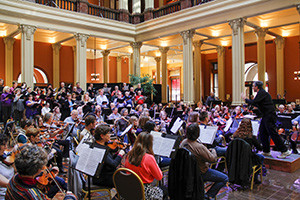 an orchestra rehearsing 