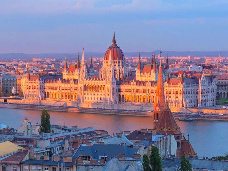 a large building on a river, seen during 2 days in Budapest